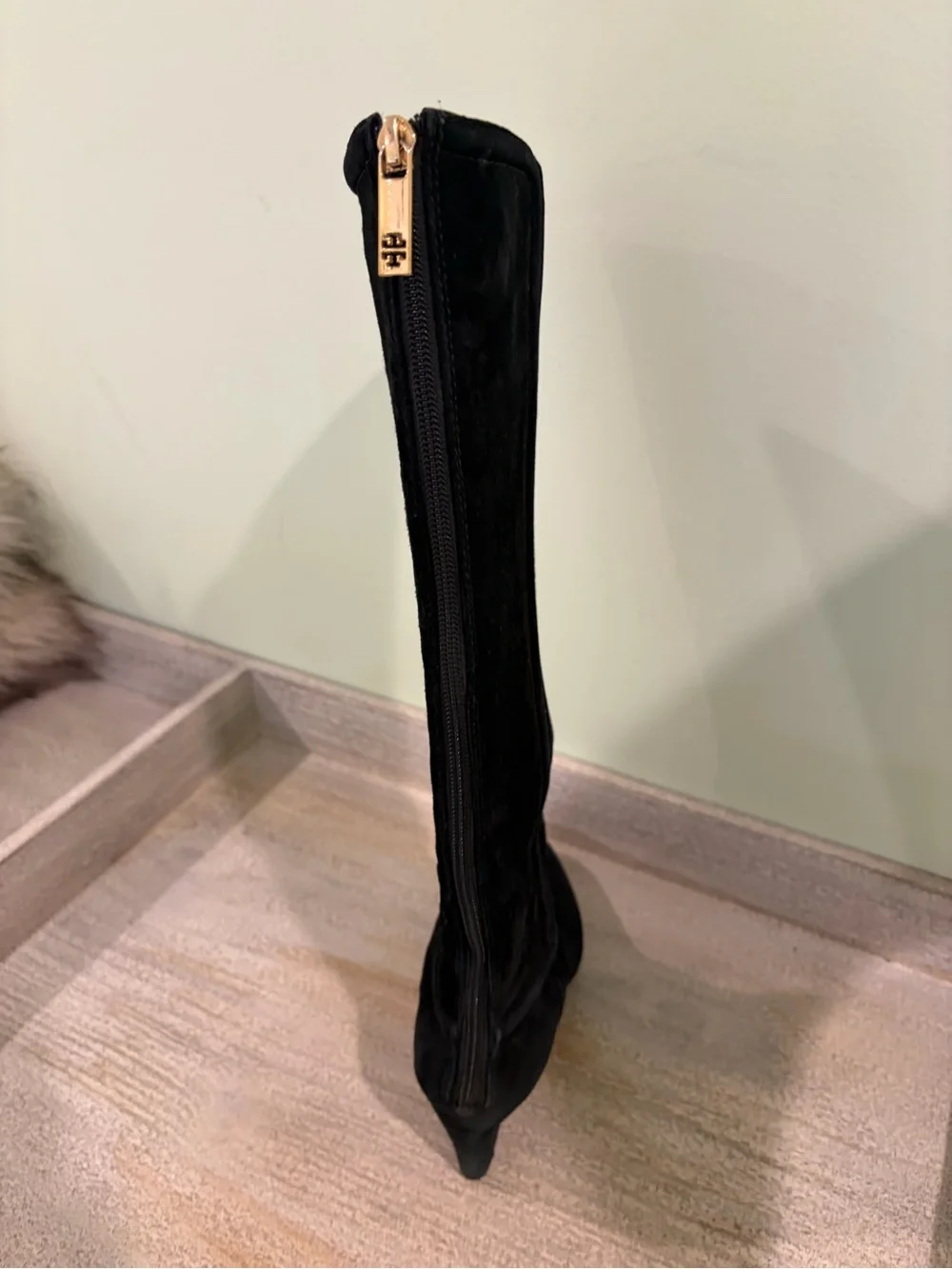 Tory Burch Black Knee-High Wedge Boot - Suede Classic Women’s Boot